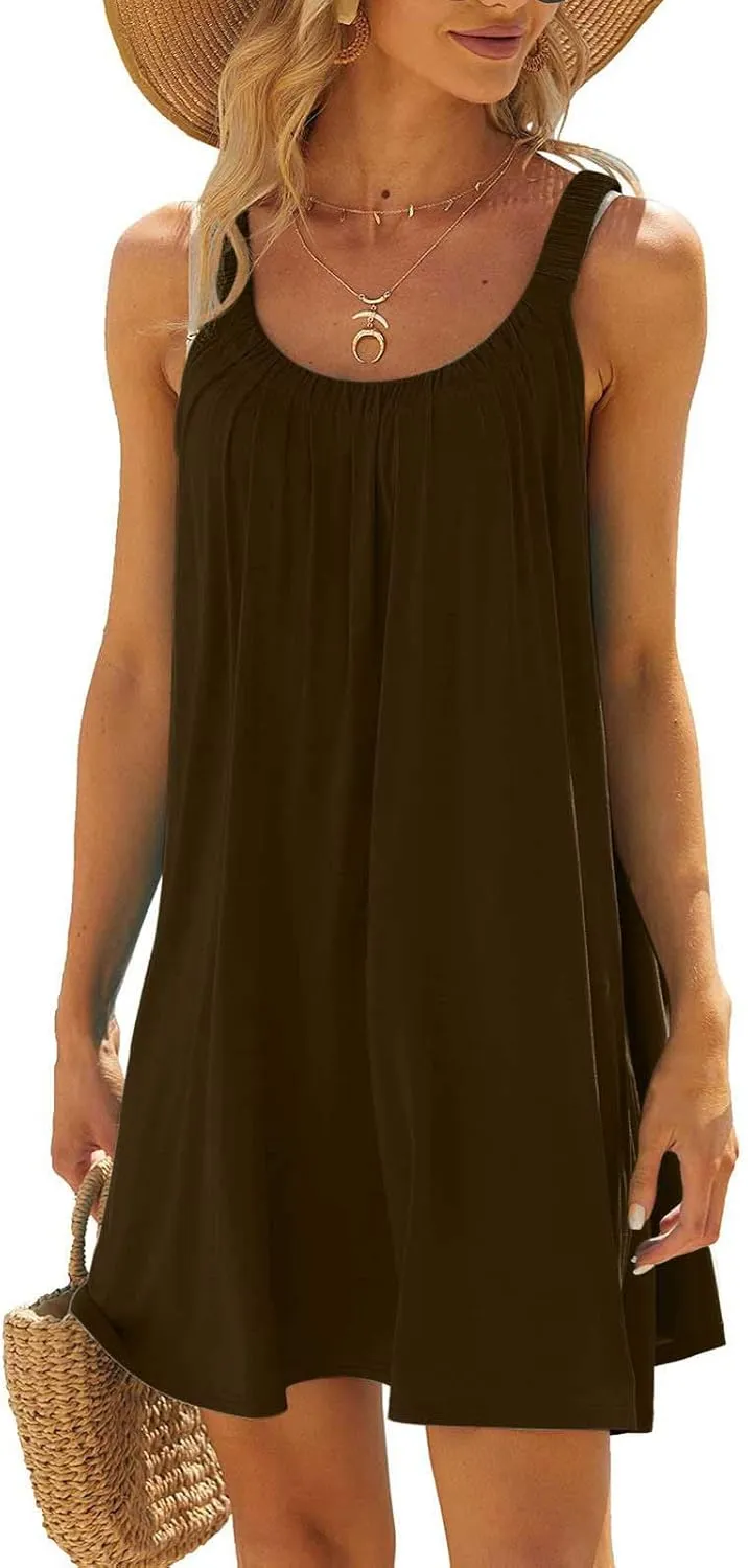 Ceboyel Womens Plain Tank Sundresses Sleeveless Short Mini Dresses Summer Casual Beach Dress Cute Tropical Vacation Clothing