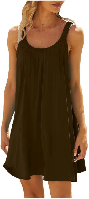 Ceboyel Womens Plain Tank Sundresses Sleeveless Short Mini Dresses Summer Casual Beach Dress Cute Tropical Vacation Clothing