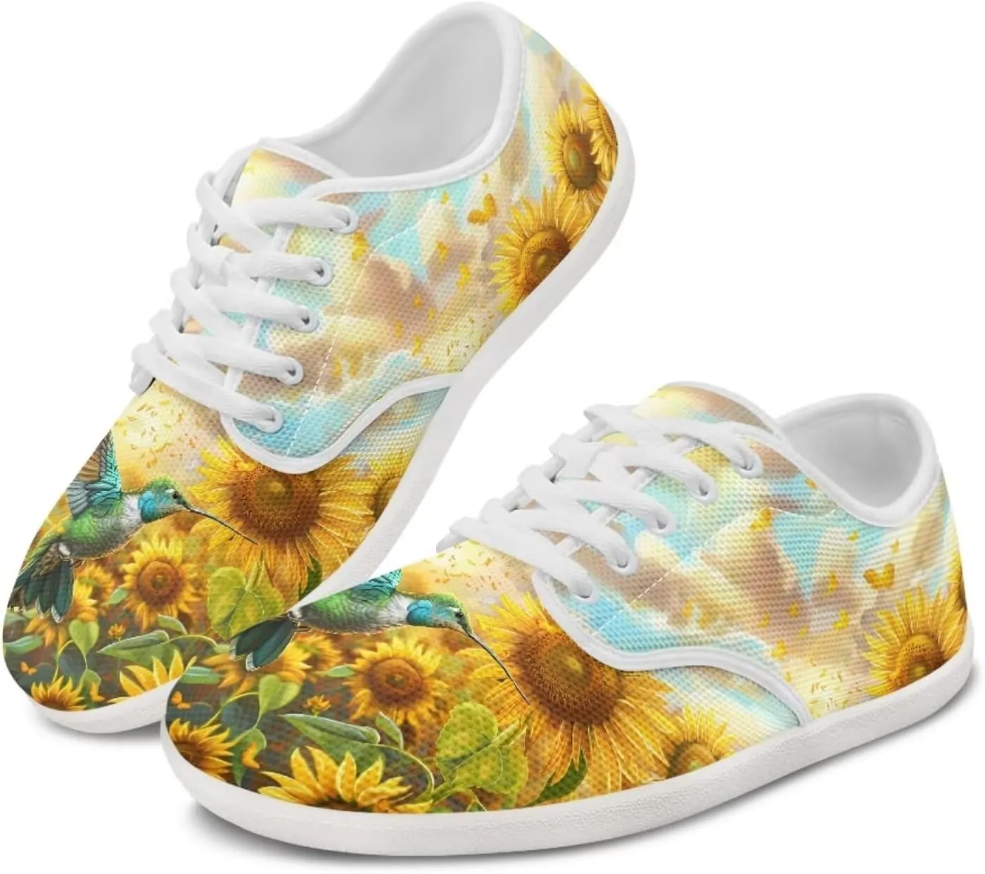 chaqlin Hummingbird Flats Shoes Women Dressy Comfortable Lace Up Sneaker Non Slip Casual Walking Running Tennis Shoe
