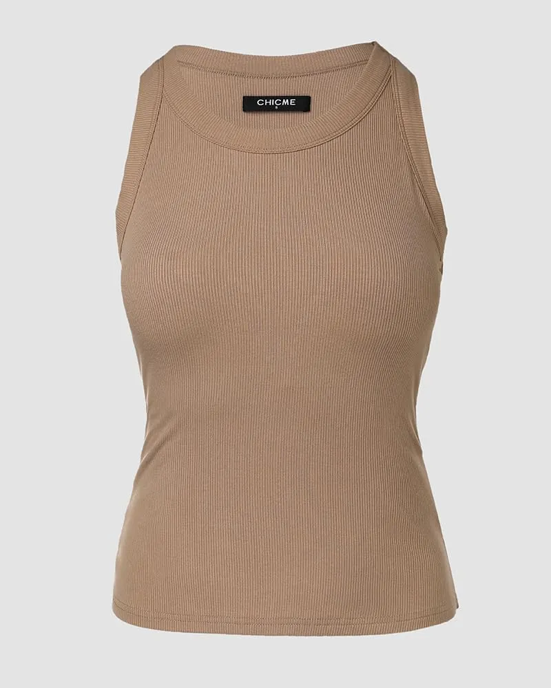 CHICME 2 Piece Tank Tops with Built in Bras Athletic Tank Tops for Women Ribbed Tank Top Fitness Workout Running Tops