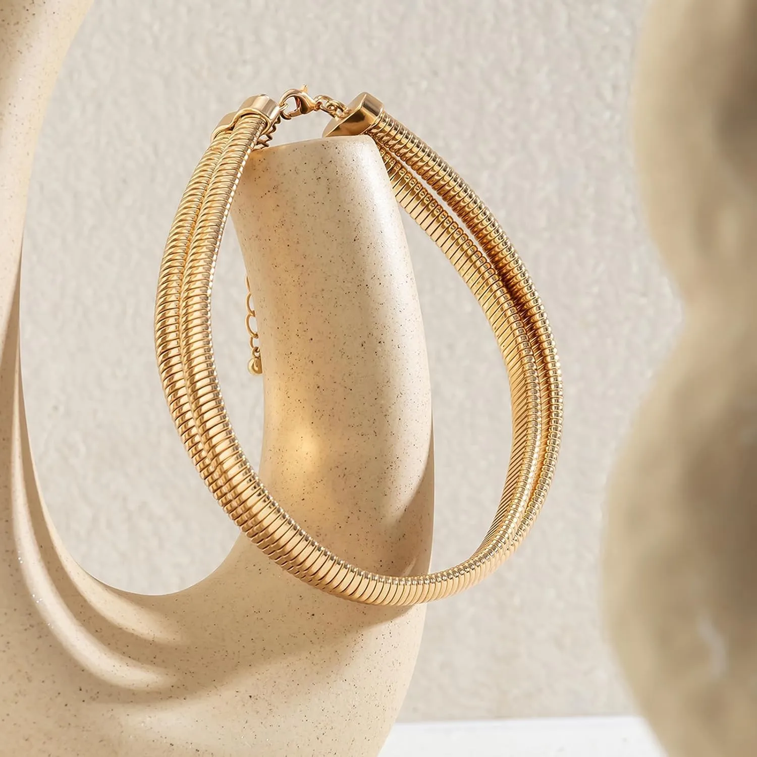 Chunky Gold Necklace Gold Statement Necklaces for Women Gold Choker Necklaces for Woman Thick Snake Chain Collar Torque Layered Necklaces Dainty Gold Jewelry