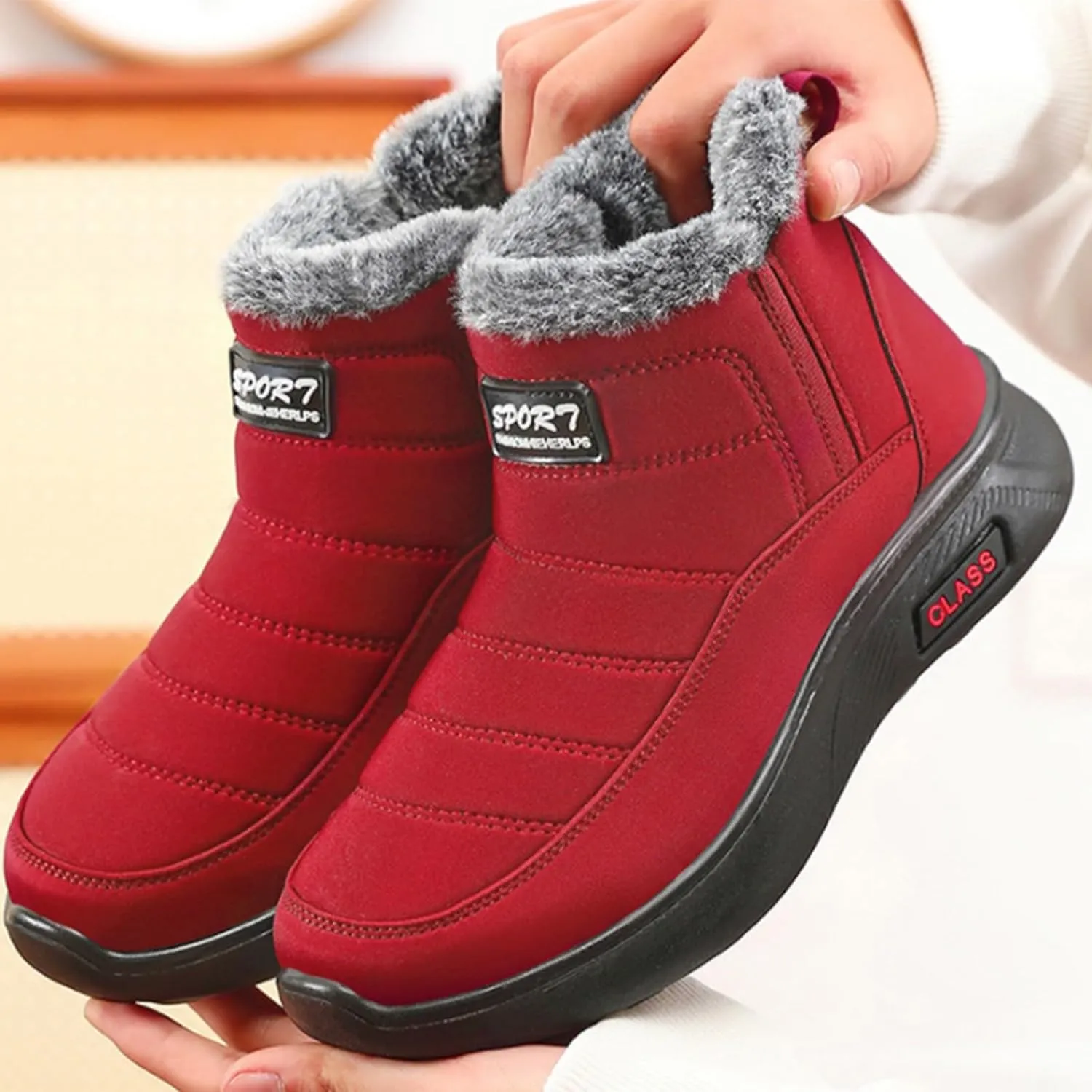 Chunky Heel Winter Boots for Women Women's Snow Boots Size 7 W Slip On Winter Shoes for Women Womens Ankle Boots Fur Lined Mid Calf Winter Boots Women Prime of Day Deals Today 2024