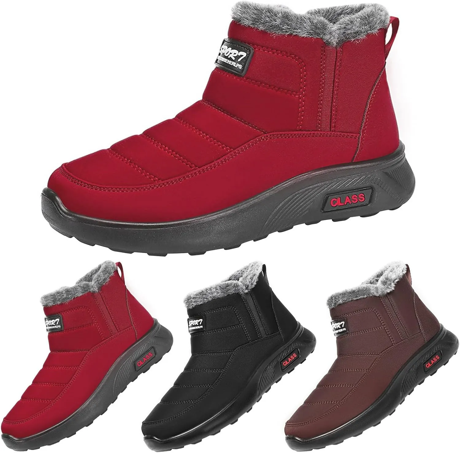 Chunky Heel Winter Boots for Women Women's Snow Boots Size 7 W Slip On Winter Shoes for Women Womens Ankle Boots Fur Lined Mid Calf Winter Boots Women Prime of Day Deals Today 2024