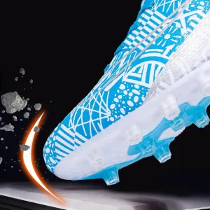 Comfortable Wide Soccer Cleats Competition Turf, Football Cleats Professional Lightweight High Top Shock for Big Boys Youth Training