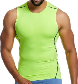 Compression Shirt Men Summer Ice Silk Quick Dry Breathable Vest Moisture Wicking Fitness Gym Muscle Cut Off Shirts