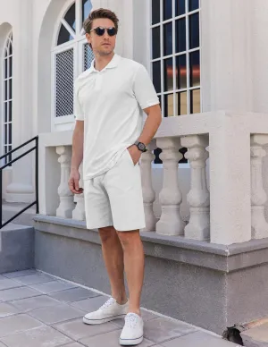 COOFANDY Mens Casual Shorts Cotton Flat Front Shorts Chino Drawstring Shorts with Pocket