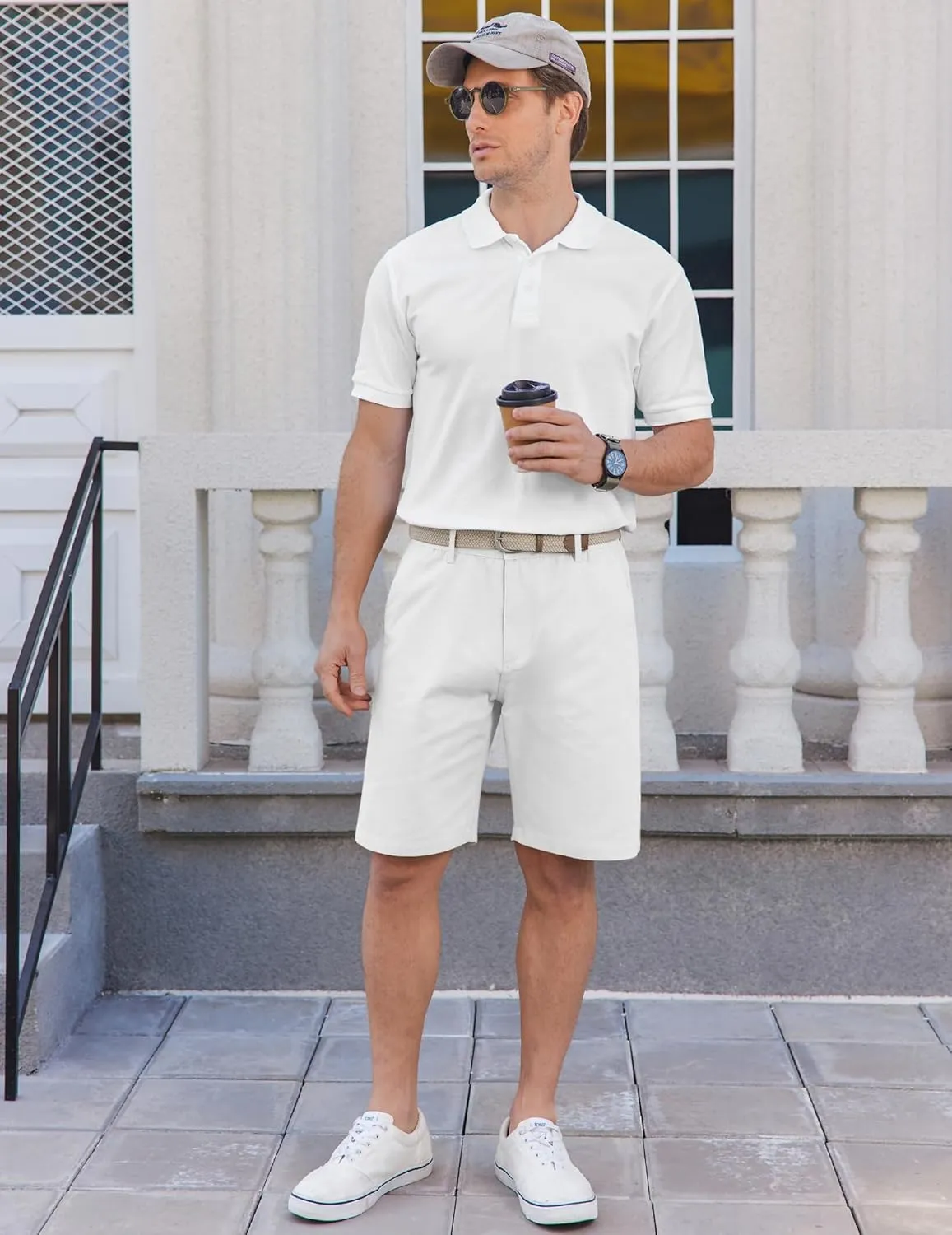 COOFANDY Mens Casual Shorts Cotton Flat Front Shorts Chino Drawstring Shorts with Pocket