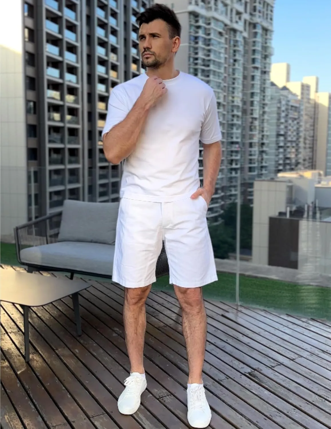 COOFANDY Mens Casual Shorts Cotton Flat Front Shorts Chino Drawstring Shorts with Pocket