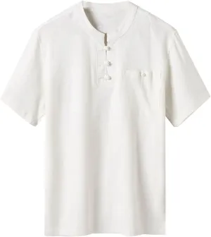 Cotton Linen Henley Shirts for Men Casual Loose Fit Short Sleeve Tops Classic Vintage Tee Sports Gym Workout T Shirts