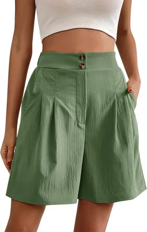 Cotton Linen Shorts for Women Elastic Waist Shorts Flowy Summer Shorts Plus Size Bermuda Shorts Loose Shorts for 2024