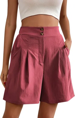 Cotton Linen Shorts for Women Elastic Waist Shorts Flowy Summer Shorts Plus Size Bermuda Shorts Loose Shorts for 2024