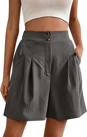 Cotton Linen Shorts for Women Elastic Waist Shorts Flowy Summer Shorts Plus Size Bermuda Shorts Loose Shorts for 2024