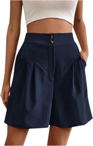 Cotton Linen Shorts for Women Elastic Waist Shorts Flowy Summer Shorts Plus Size Bermuda Shorts Loose Shorts for 2024