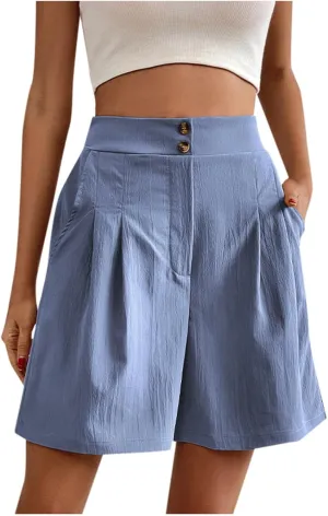 Cotton Linen Shorts for Women Elastic Waist Shorts Flowy Summer Shorts Plus Size Bermuda Shorts Loose Shorts for 2024