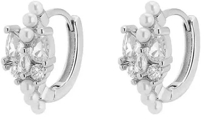 CZ Crystal Butterfly Small Hoops Earrings for Women Pearl Rhinestone Butterflies Tragus Piercing Hoops Earrings Minimalist Trendy Ear Jewelry