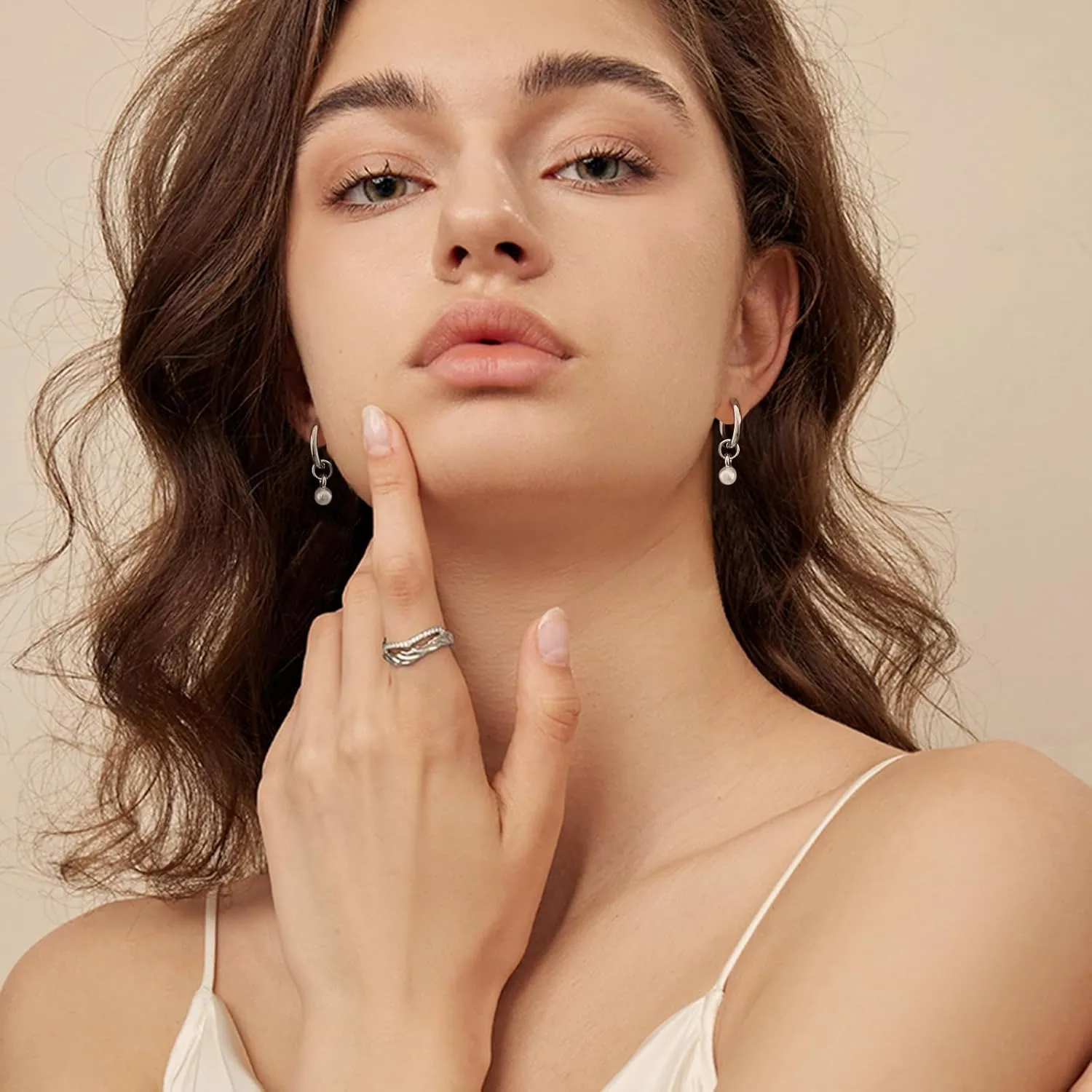 DAILY VIBES Small Gold Star Pearl Drop Dangle Earrings for Women Dainty 925 Sterling Silver Post Asymmetrical Mini 14K Gold Plated Huggie Hoop Earrings for Women