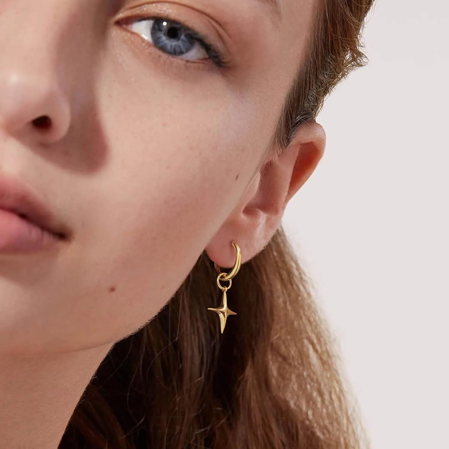DAILY VIBES Small Gold Star Pearl Drop Dangle Earrings for Women Dainty 925 Sterling Silver Post Asymmetrical Mini 14K Gold Plated Huggie Hoop Earrings for Women
