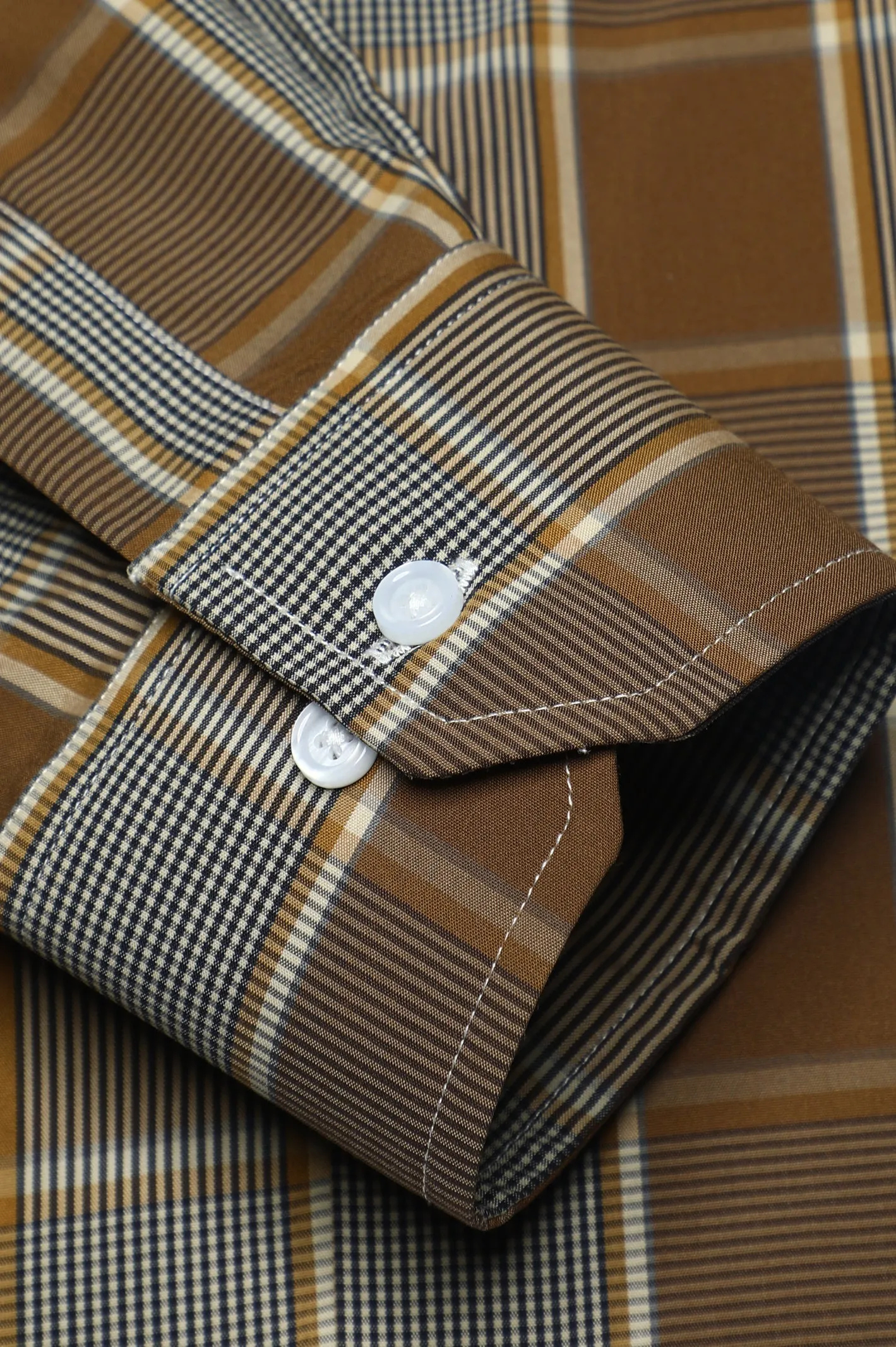 Dark Brown Gingham Check Casual Milano Shirt