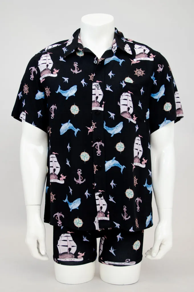 Dino Shirt, Sailor, Woven Bamboo