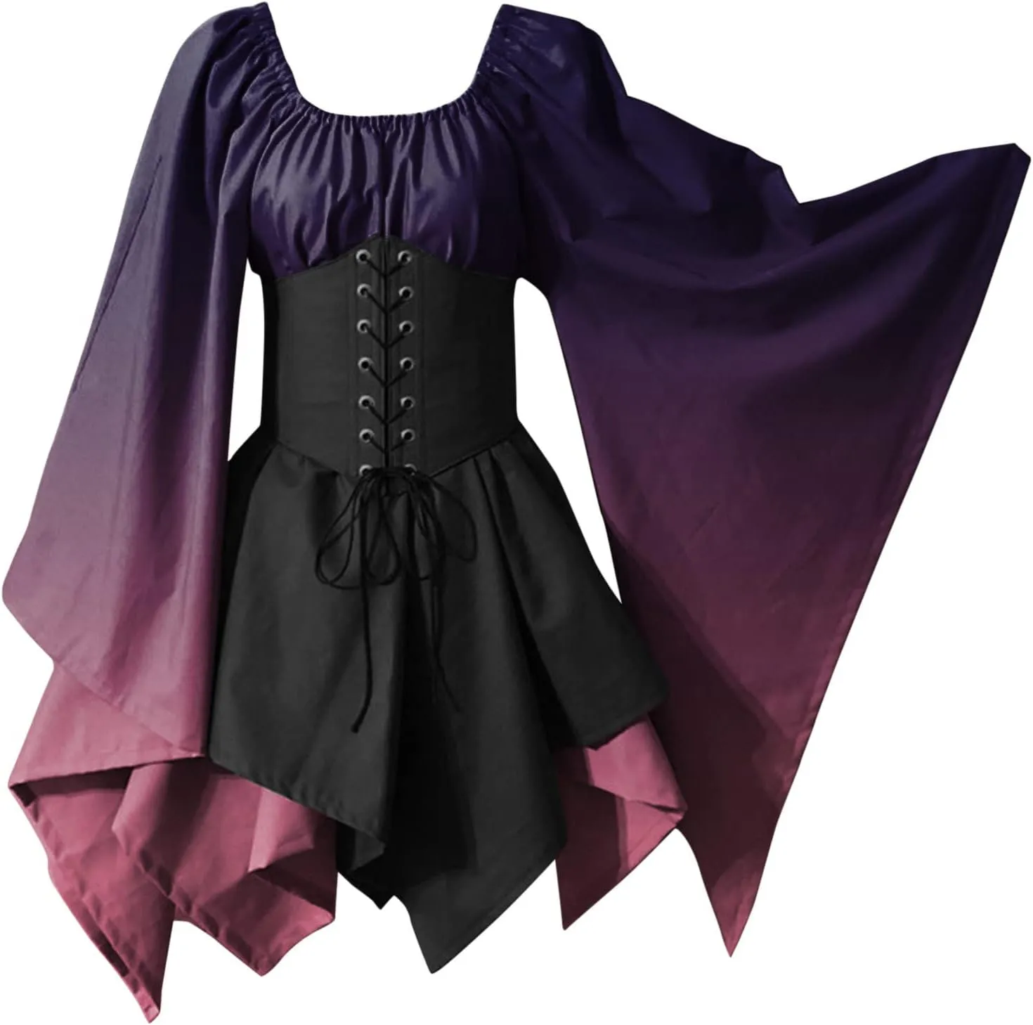Dress Medieval Costume Women Halloween Costumes Gothic Gown Dresses Gothic Retro Long Sleeve Corset Dress Costumes for Women