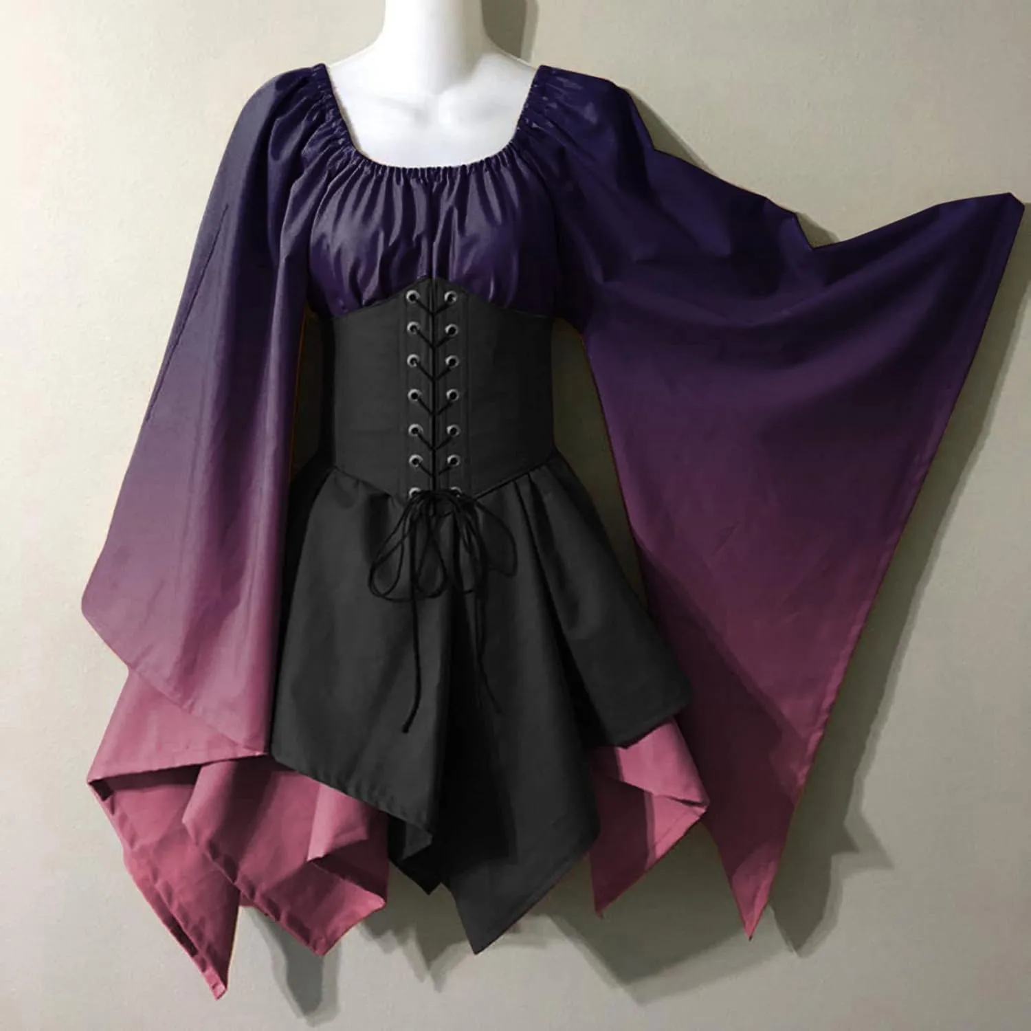 Dress Medieval Costume Women Halloween Costumes Gothic Gown Dresses Gothic Retro Long Sleeve Corset Dress Costumes for Women