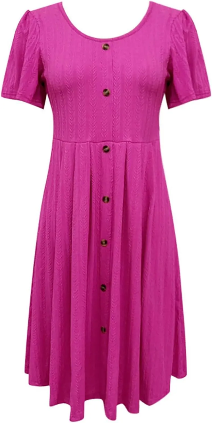 Dresses for Teens Floral Summer Dress Ruffle Sleeve Crewneck Flowy Swing Mini Dresses with Pockets