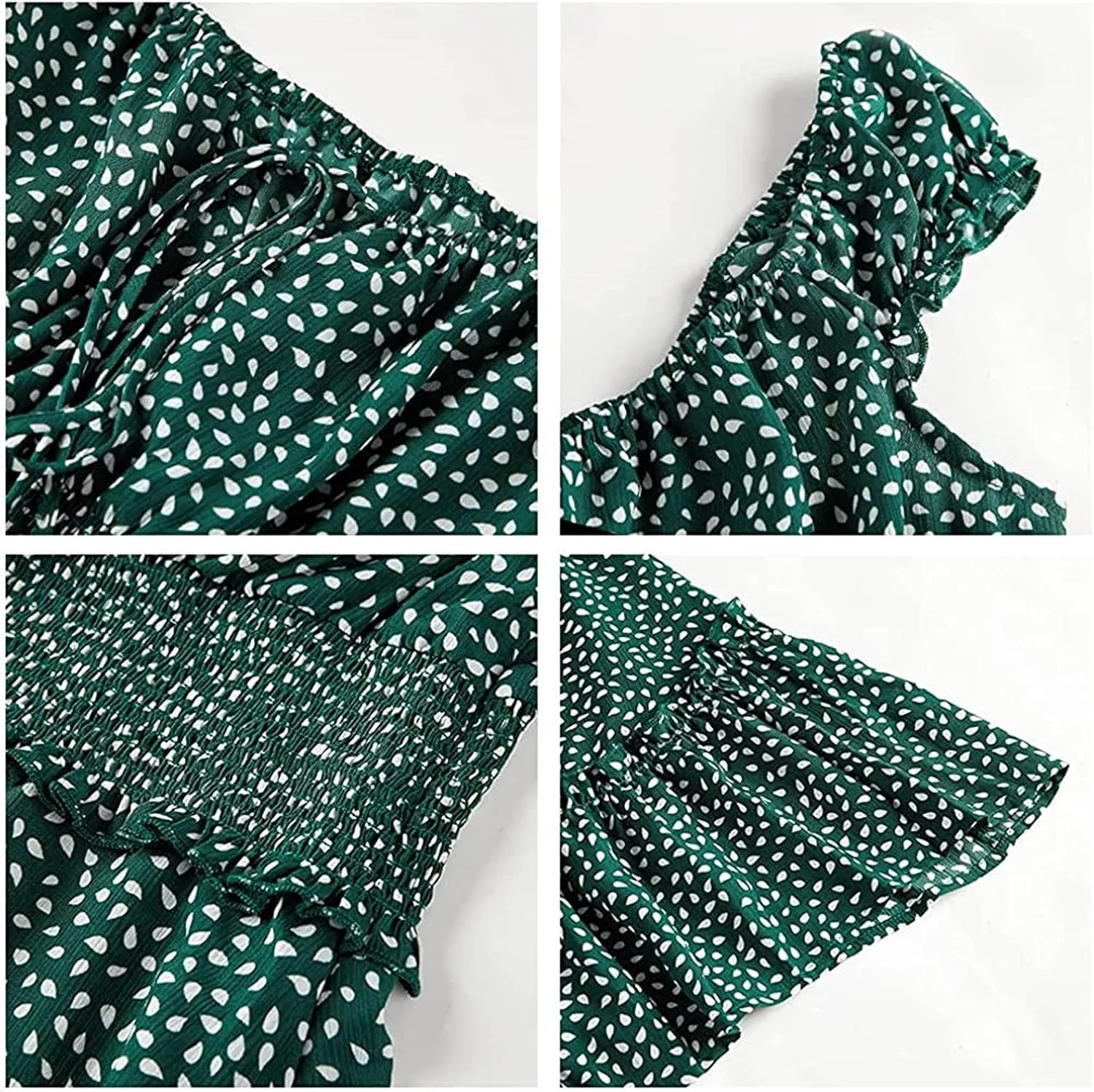 Dresses for Women trendy Pleated Sleeve Women's Sexy Summer Short Neckline Print Dress Mini Dress Ladies Sundress Beach