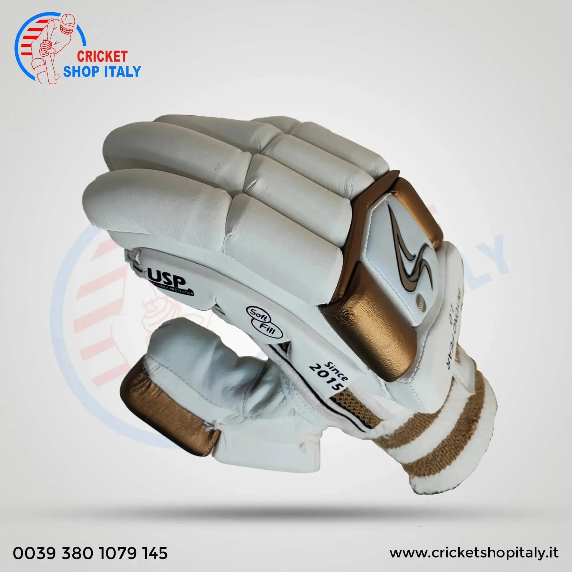 DS D 1.0 White/Gold Batting Gloves Adult