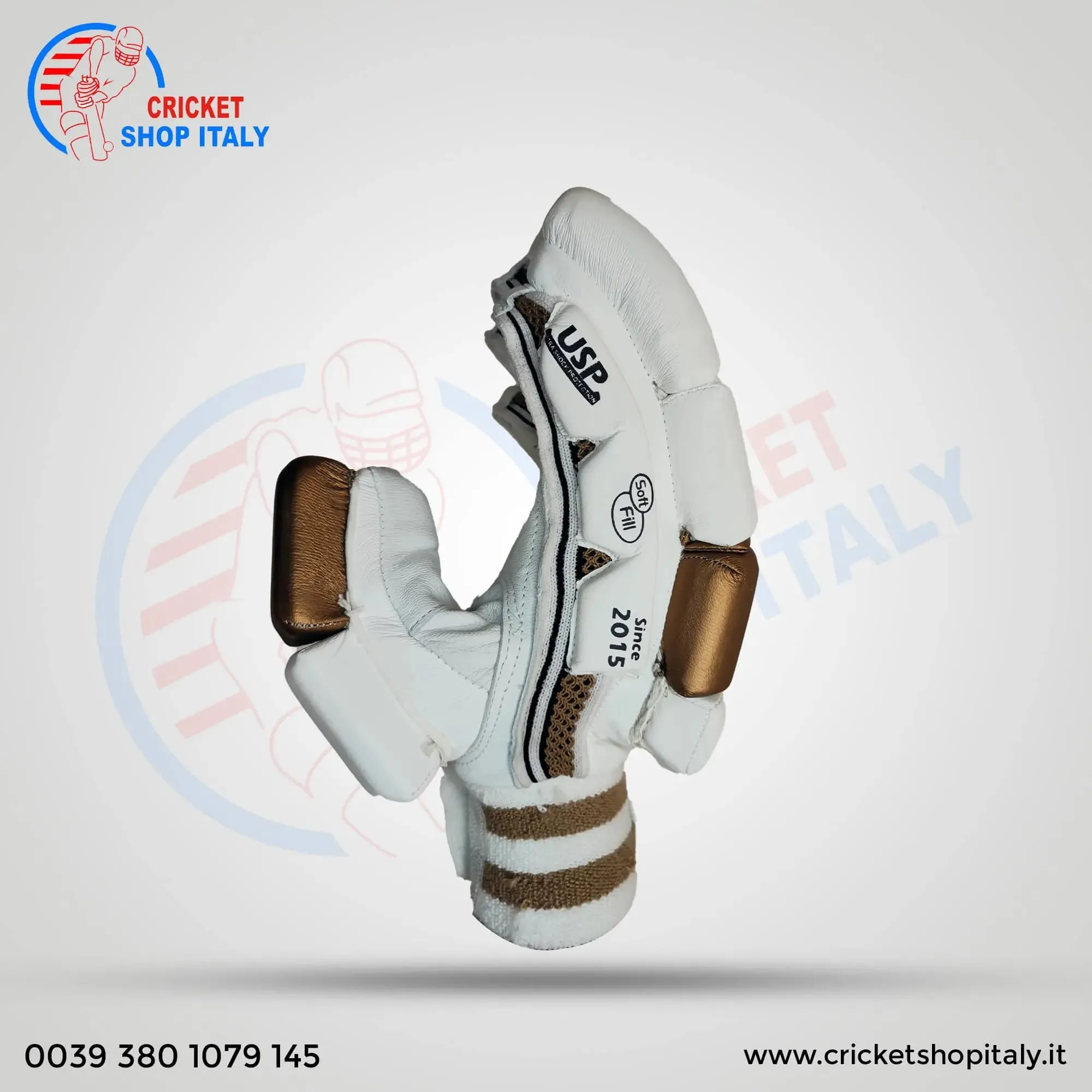 DS D 1.0 White/Gold Batting Gloves Adult