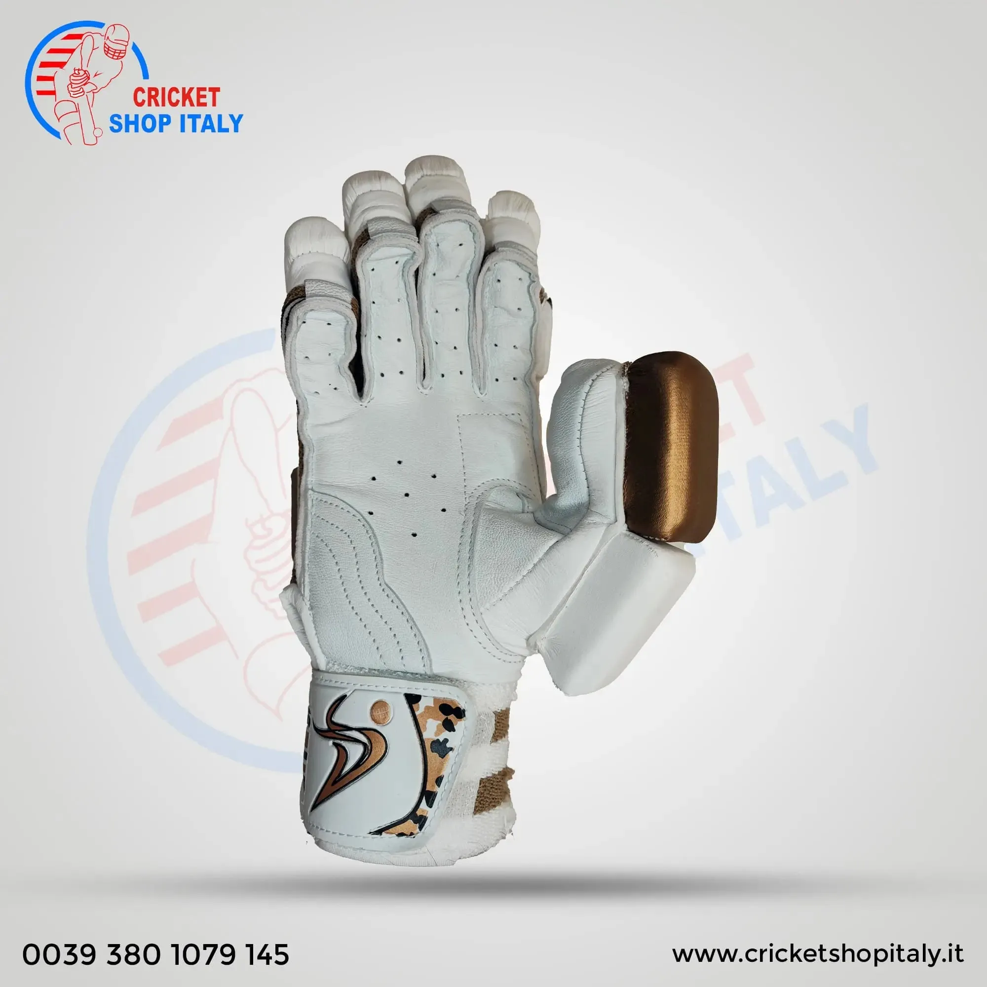 DS D 1.0 White/Gold Batting Gloves Adult