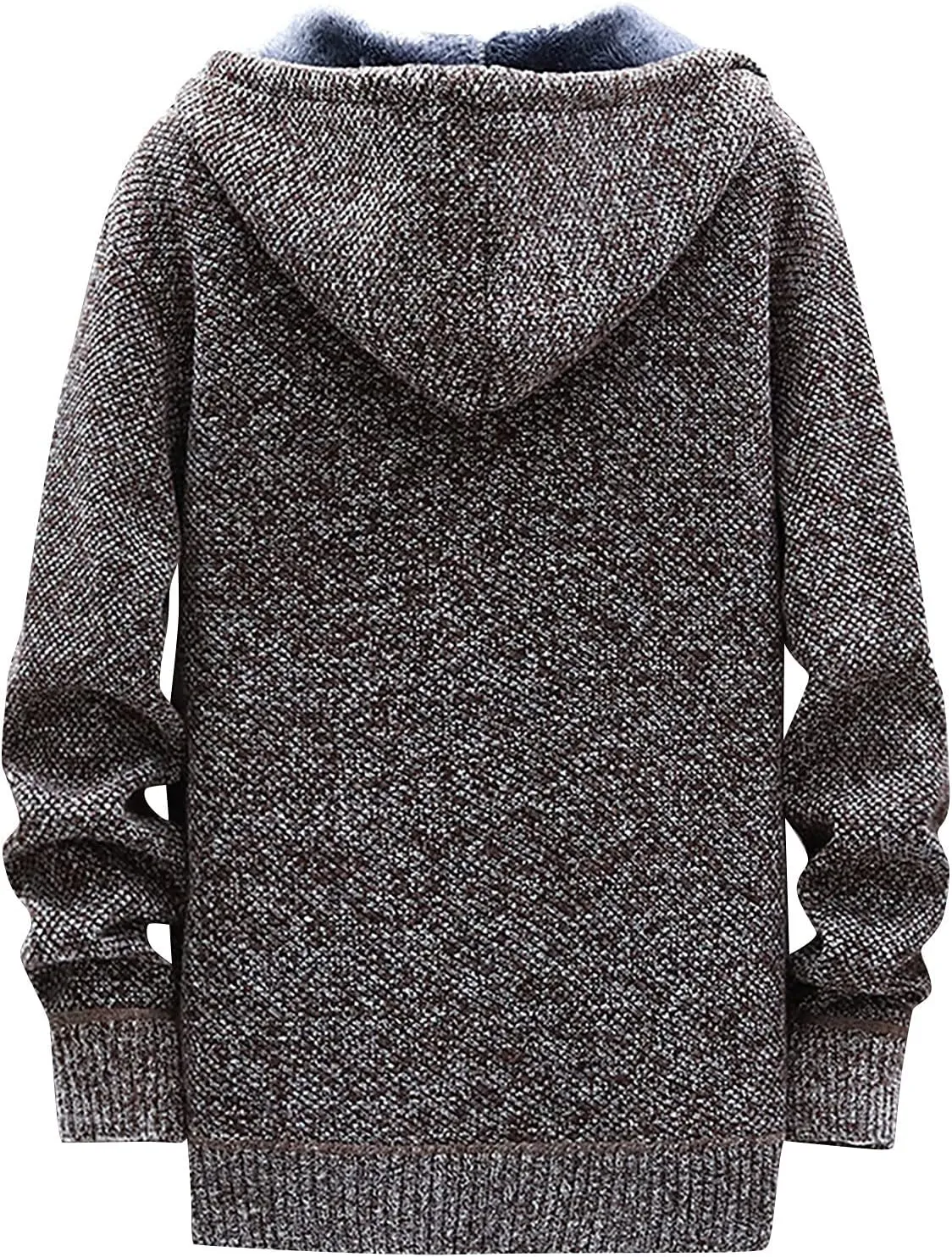 DuDubaby Fleece Lined Hoodie for Men Fall and Winter Casual Sweater Jacket Warm Knit Sweater Hooded Hoodie