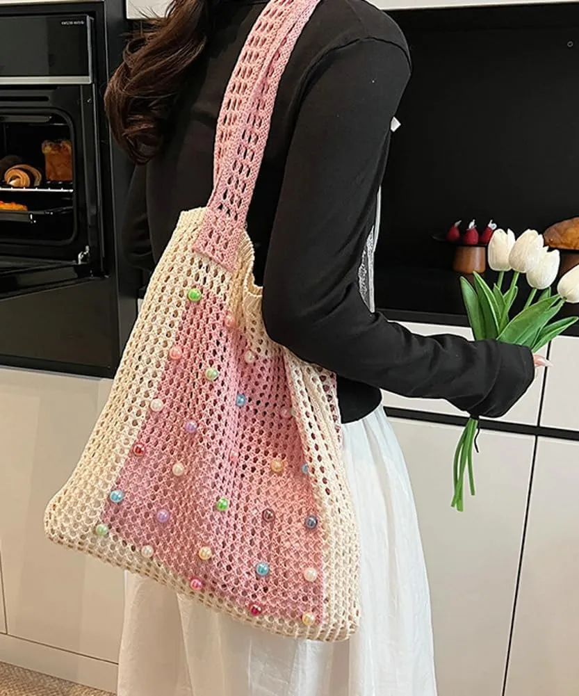 Epsion 2025 Woven Tote Bag for Women Summer Handbag Chic Hobo Handle Purse Shoulder Bag Beach Travel