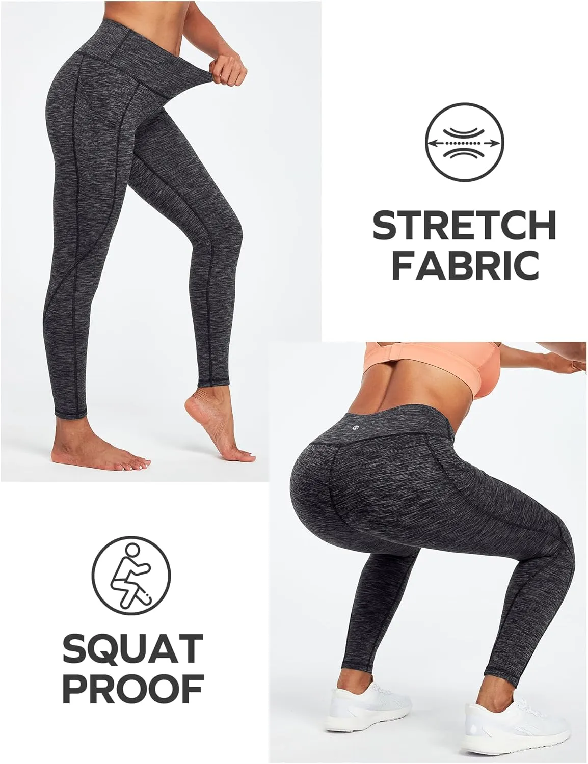 Ewedoos Leggings with Pockets for Women High Waisted Yoga Pants Women Tummy Control Workout Compression Leggings