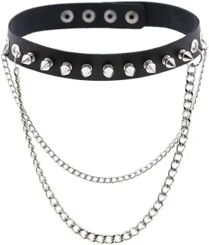 eYLun Women Punk Leather Choker Necklaces Spike Studded Chain Rock Adjustable Collar Necklaces