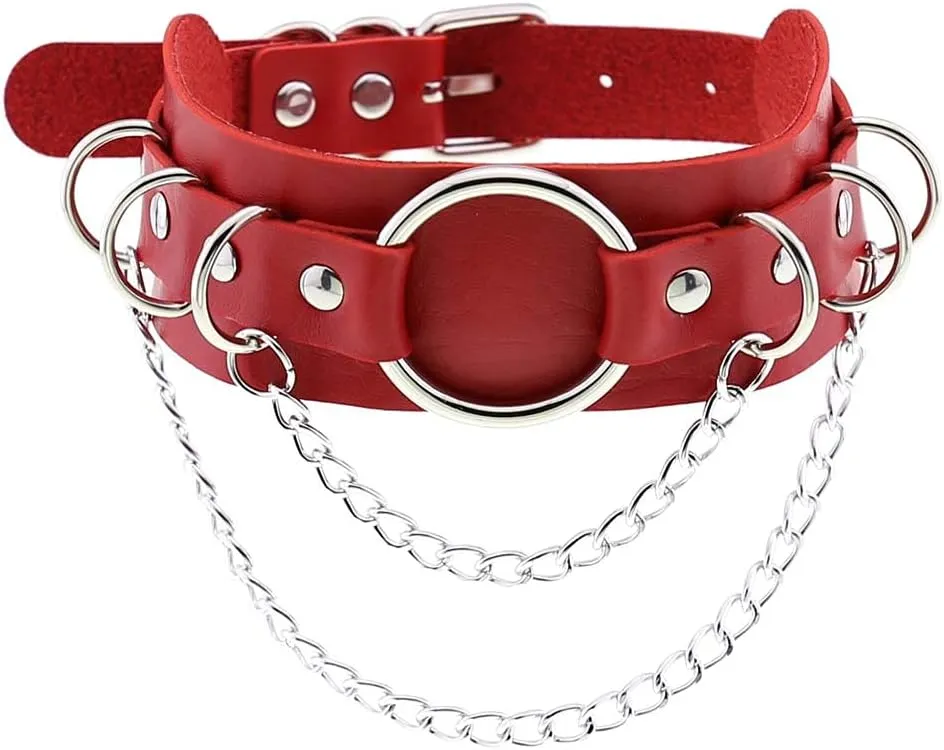 eYLun Women Punk Leather Necklaces Collar Choker Chain Rivet Rock Adjustable Collar Necklaces