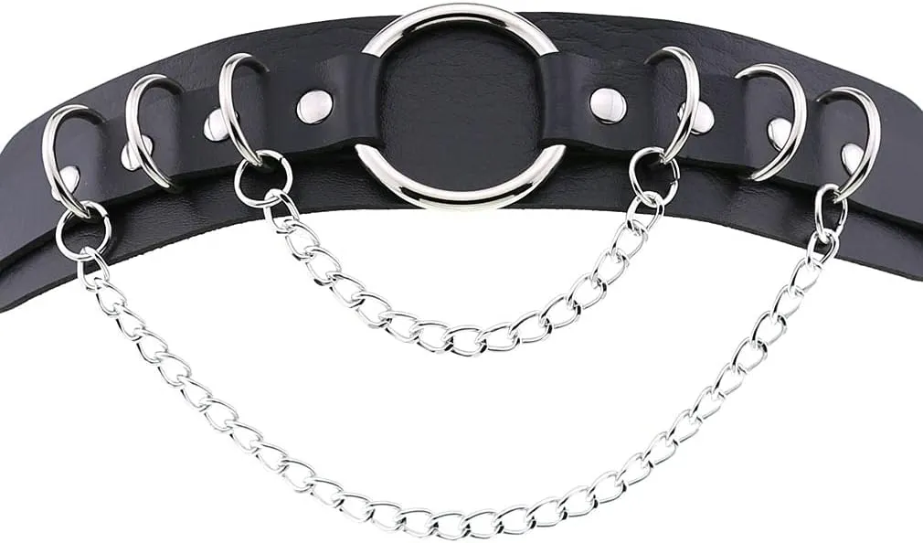 eYLun Women Punk Leather Necklaces Collar Choker Chain Rivet Rock Adjustable Collar Necklaces