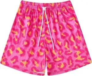 Faktuzi Mesh Cow Graphic Print Shorts Mens Basketball Athletic Shorts Casual Workout Shorts Summer Beach Shorts with Pockets
