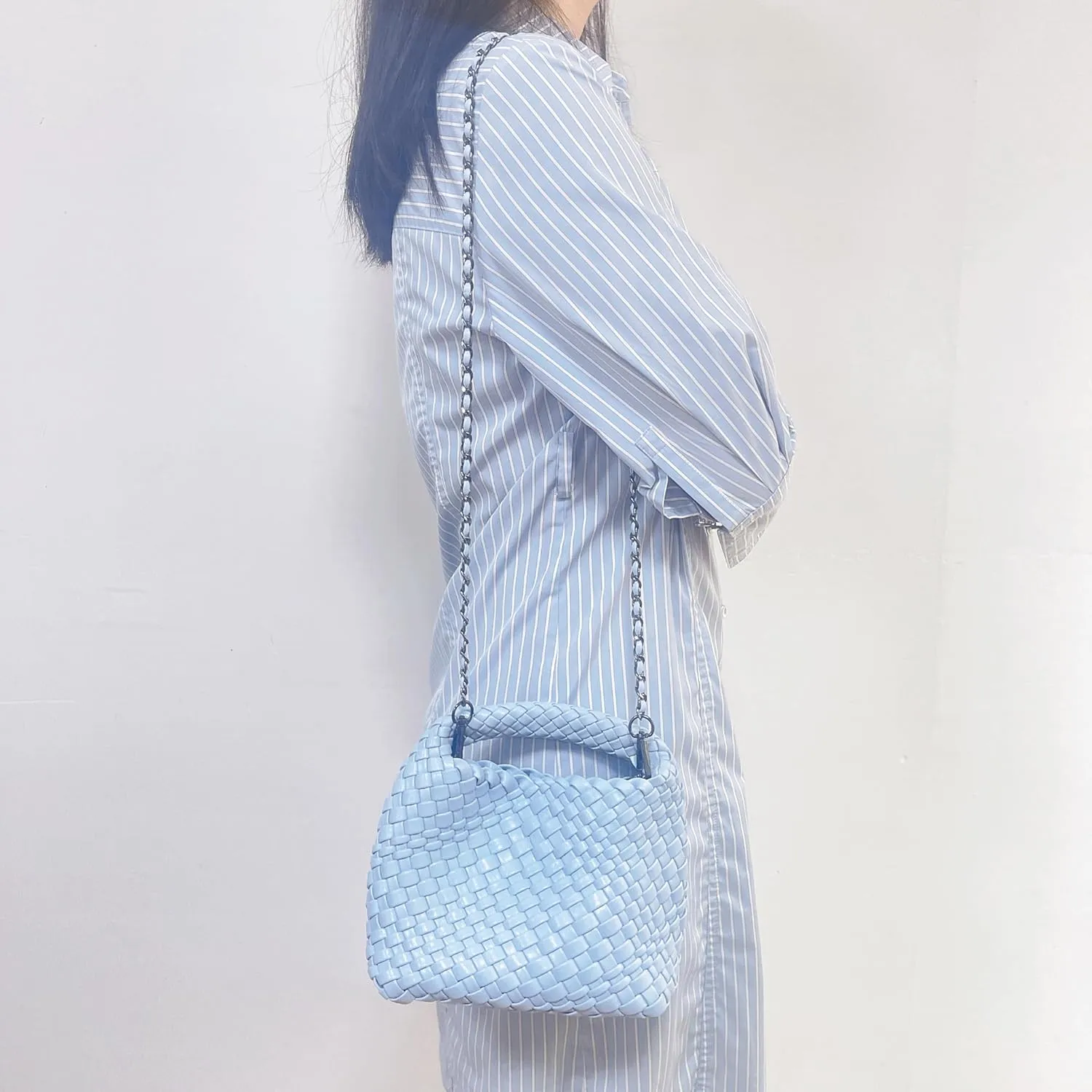 Fashion Woven Tote Small Crossbody Bag,Woven Handbag For Women,With Weave Quilted Purse,Bucket Tote Bag