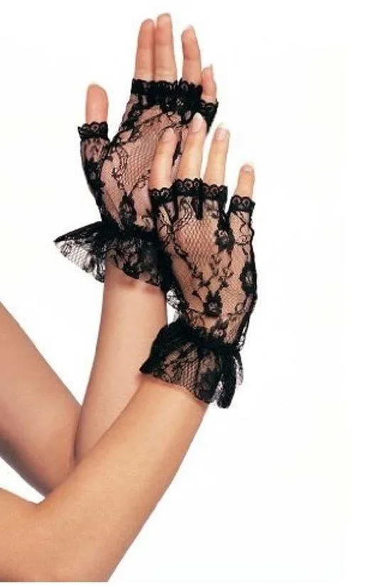 Fingerless Lace Ruffle Gloves