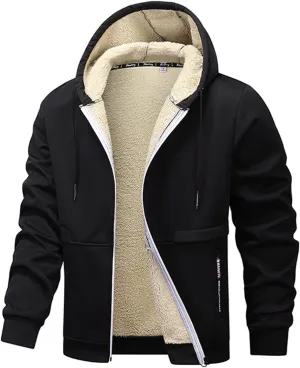 Fleece Lined Jackets for Men Zip Up Hoodie Heavyweight Winter Coats Sweatshirt Fleece Sherpa Lined Warm Jacket