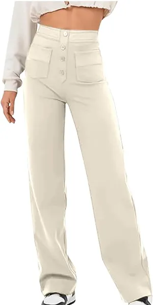 Flexipants - Women's Casual High Waist Stretch Pants Flexi Pants for Women Straight Leg Cargo Pant Lounge Flexi Pants