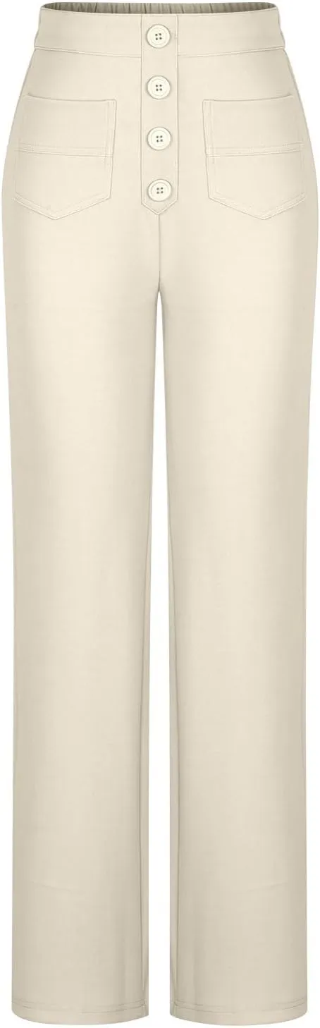 Flexipants - Women's Casual High Waist Stretch Pants Flexi Pants for Women Straight Leg Cargo Pant Lounge Flexi Pants