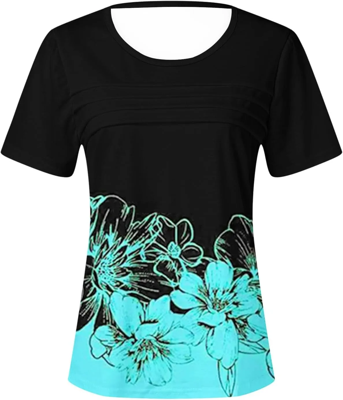 Flowy Summer Tops for Women Trendy Boho Floral Print Tunic Shirts 2025 Casual Short Sleeve Button Crew Neck T Shirt