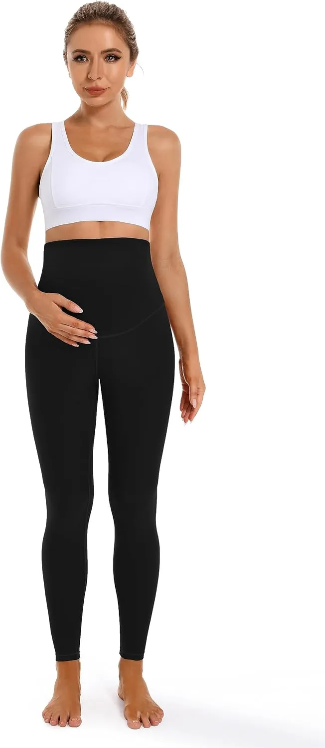 Foucome Women's Maternity Leggings Over The Belly Pregnancy Yoga Pants Workout Athletic Leggings