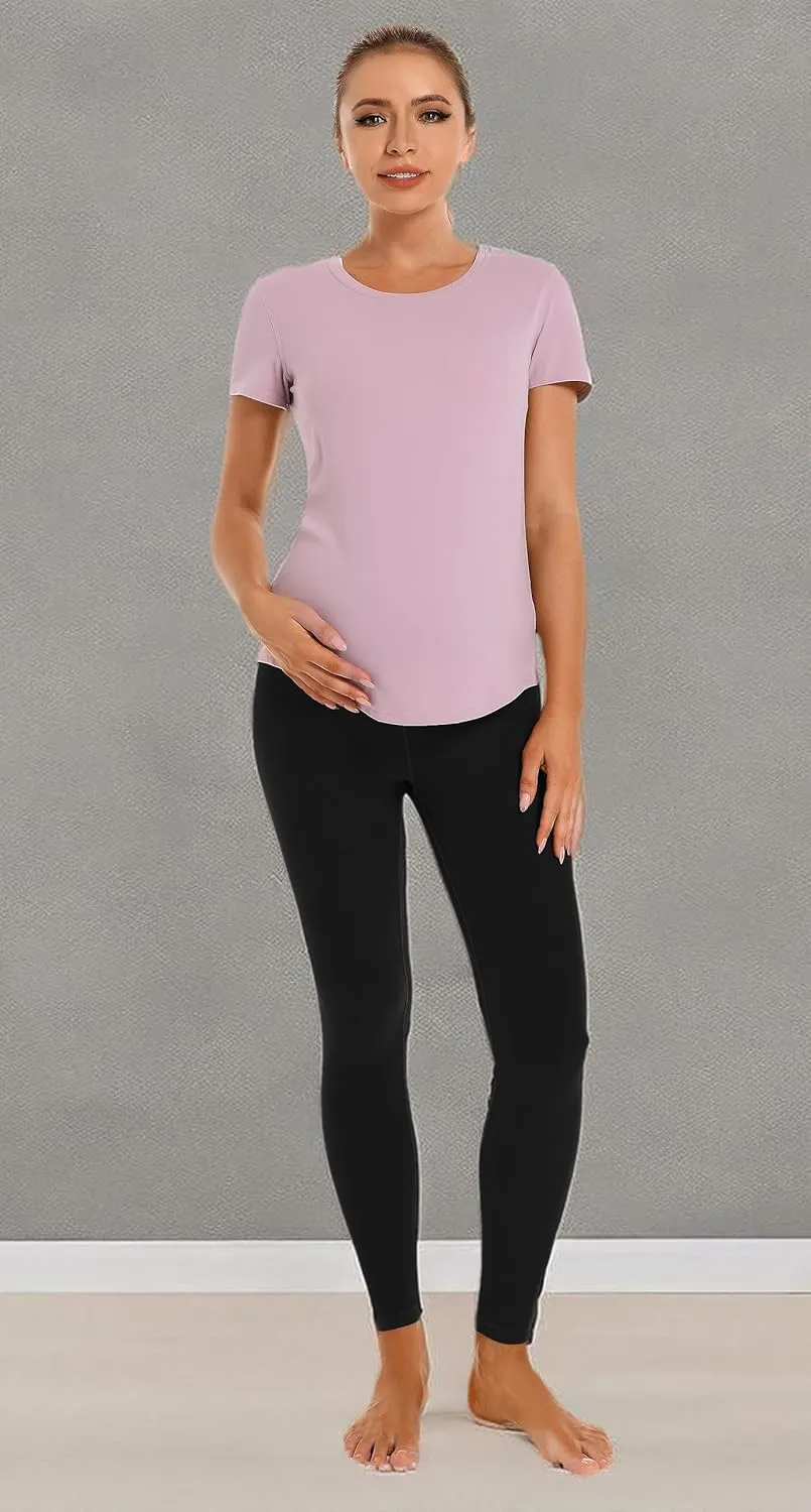 Foucome Women's Maternity Leggings Over The Belly Pregnancy Yoga Pants Workout Athletic Leggings