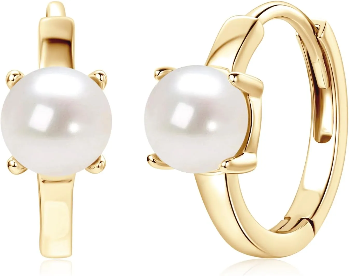 Freshwater Pearl Hoop Earrings for Women, 925 Sterling Silver Small Pearl Hoop Earrings Jewelry Gifts for Mom Wife Bride (5mm)