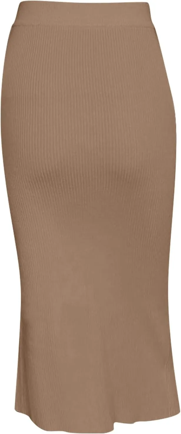 FZYLQY Slim Fit Ruched Pencil Skirts for Women High Waisted Elastic Band Bodycon Shirring Skirt Plus Size Skirt with Button