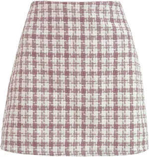 FZYLQY Women's High Waisted Houndstooth Skirts Colorblock Trendy Tight Warp Skirts Spring Summer Tweed Casual Short Skirt