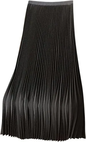 FZYLQY Women's Satin Metallic Pleated Skirts Elastic High Waist Flare Casual Long Swing A-Line Skirt Shiny Flowy Midi Skirt