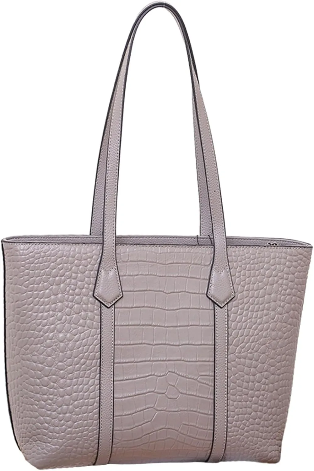 Genuine Leather Ladies Satchel Tote Bag Shoulder Bags Handbags for Women Large Capacity Underarm Bag for Work Travel (Gray)